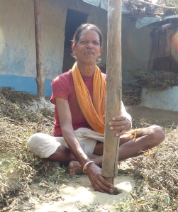 millet pounding setup in an adivasi family