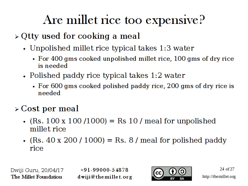 Millet rice: Quality Tests & Addressing Consumer price concerns